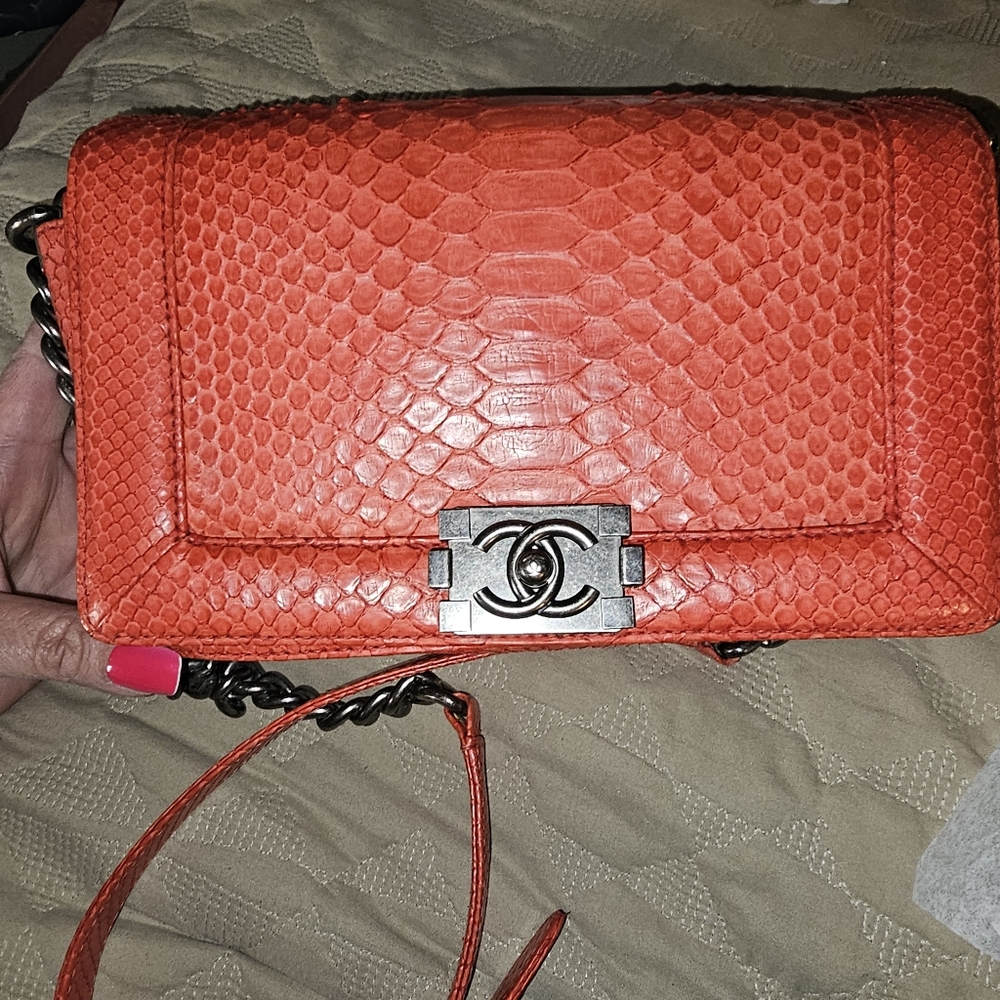 Chanel Boy SO Coral Python bag